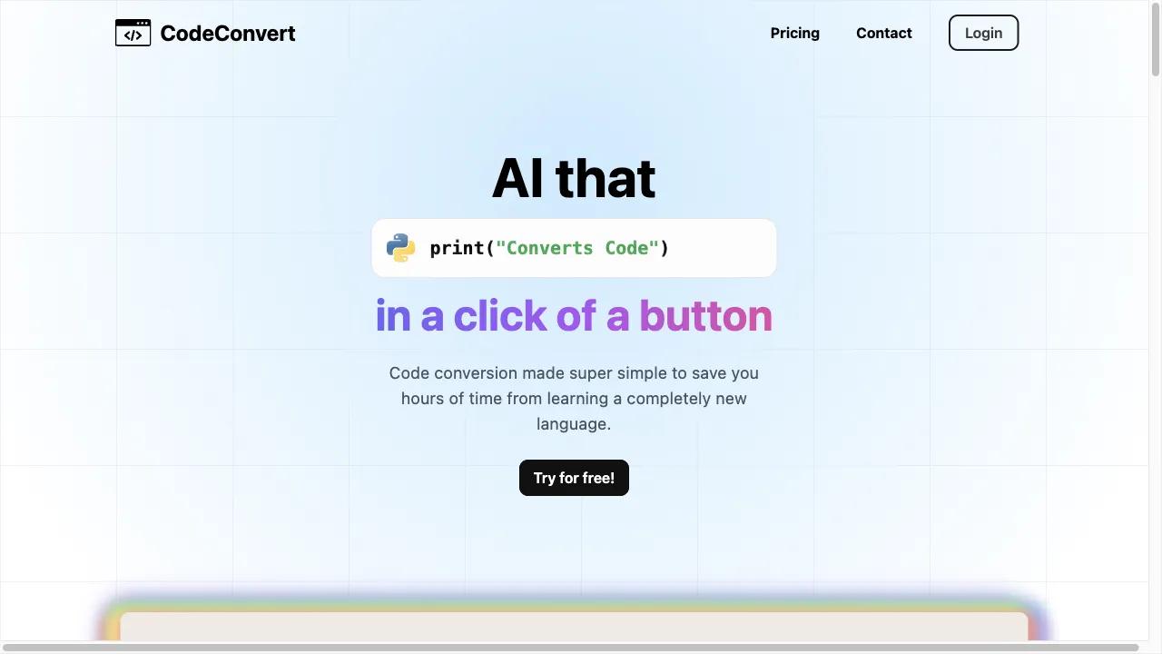 Screenshot of CodeConvert AI