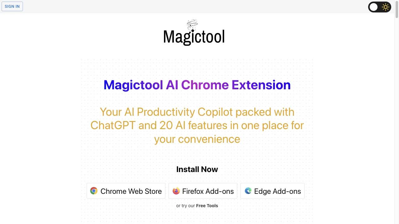 Screenshot of Magictool AI