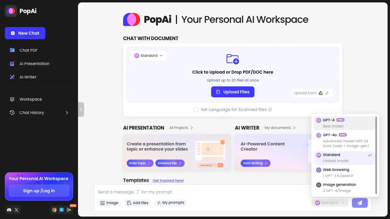 Screenshot of PopAi