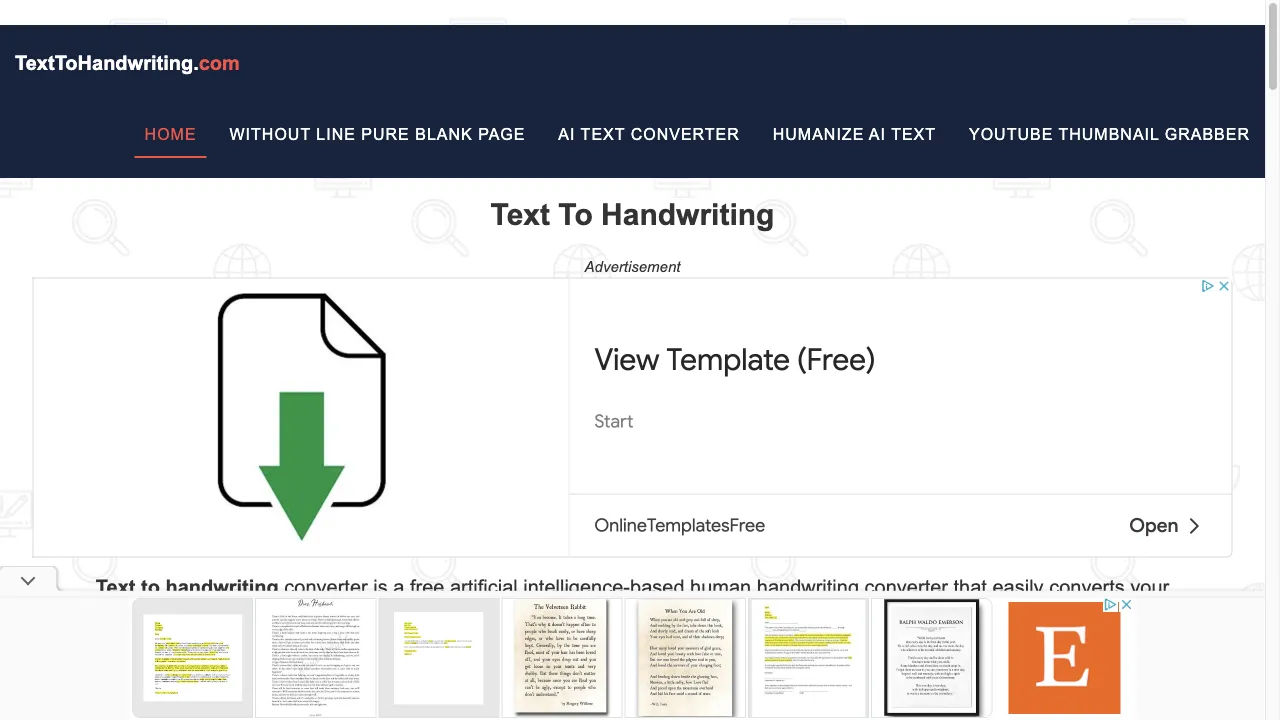 Screenshot of Text zu Handschrift Converter